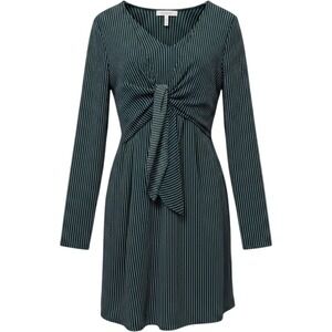 Molly Green Womens Striped Tie Front Long Sleeve Mini Dress Size M Green White